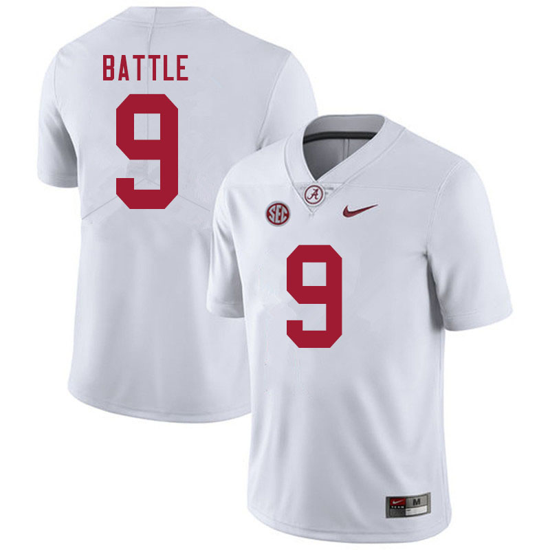 Men #9 Jordan Battle Alabama White Tide College Football Jerseys Sale-White